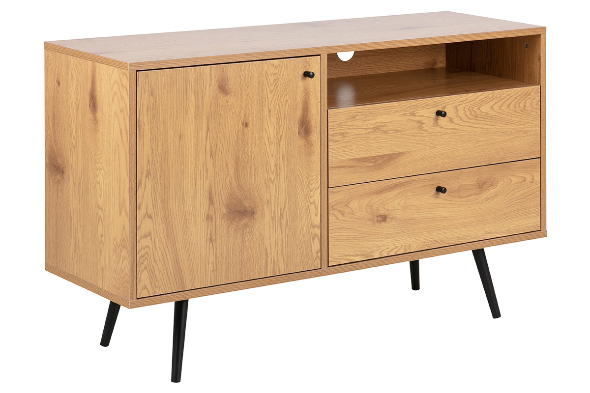 Modernes Sideboard in Eiche und Schwarz L124 cm MIKKA