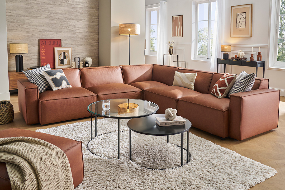 Modul rechts fr braunes Leder Sofa SPLIT