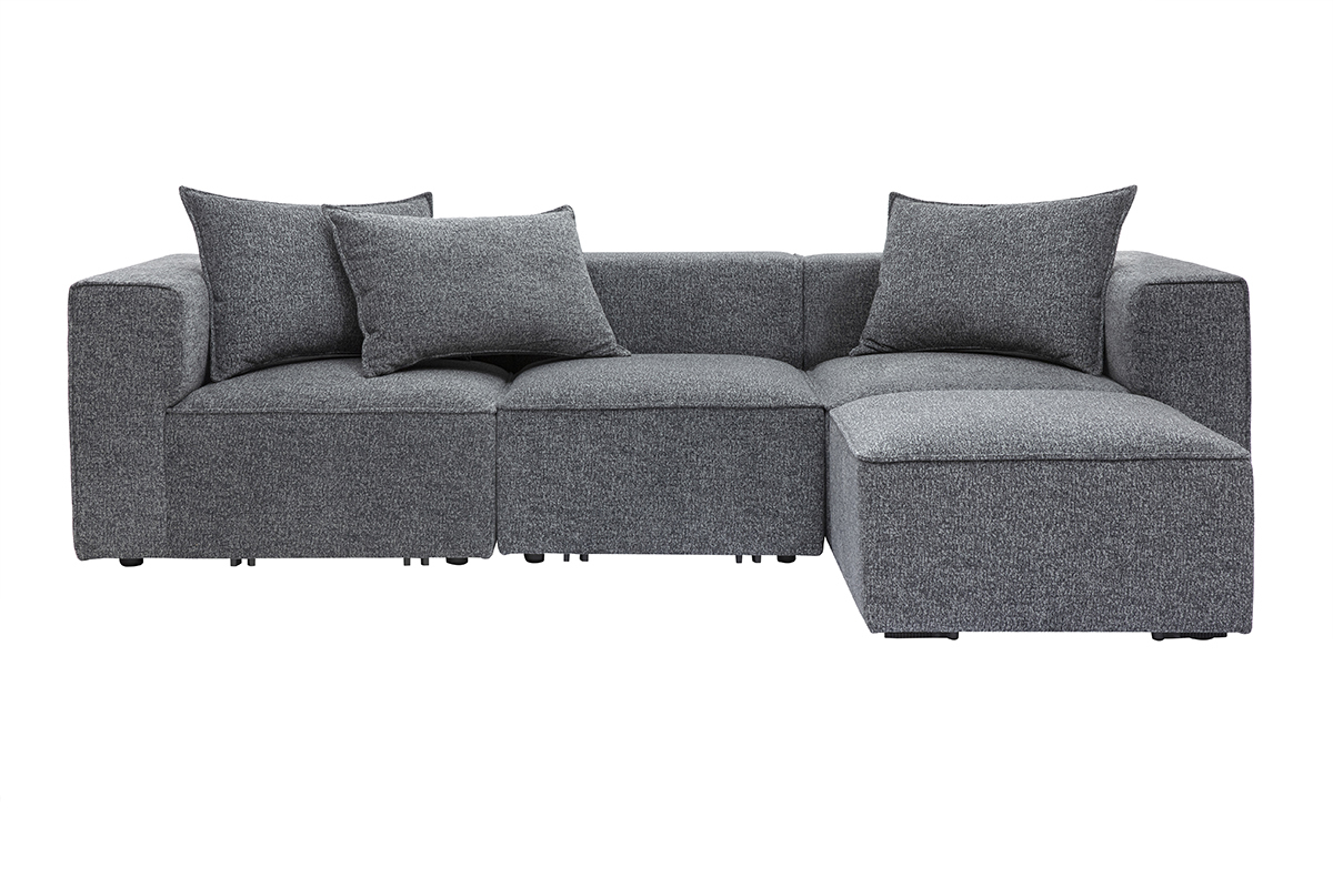 Modulare Ecksofa 4 Sitzpltze aus dunkelgrauem meliertem Stoff KERRY