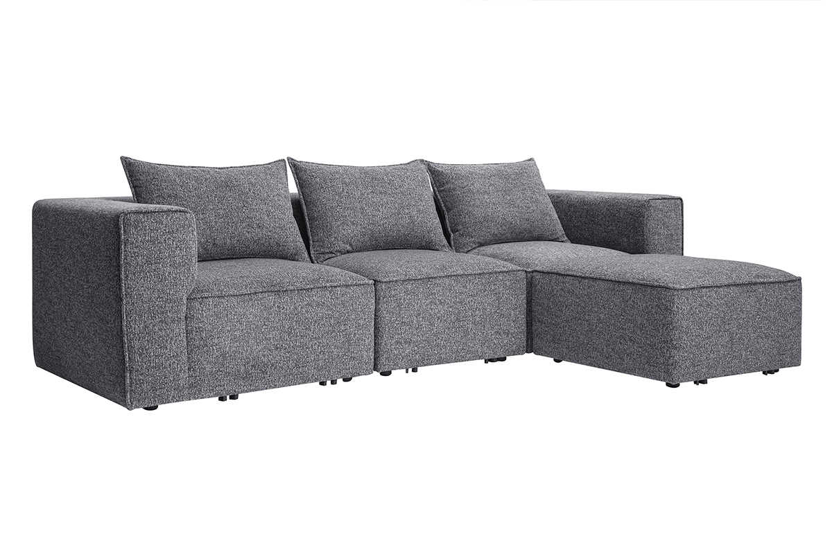 Modulare Ecksofa 4 Sitzpltze aus dunkelgrauem meliertem Stoff KERRY