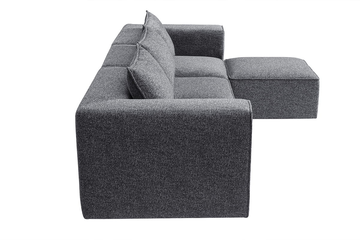 Modulare Ecksofa 4 Sitzpltze aus dunkelgrauem meliertem Stoff KERRY