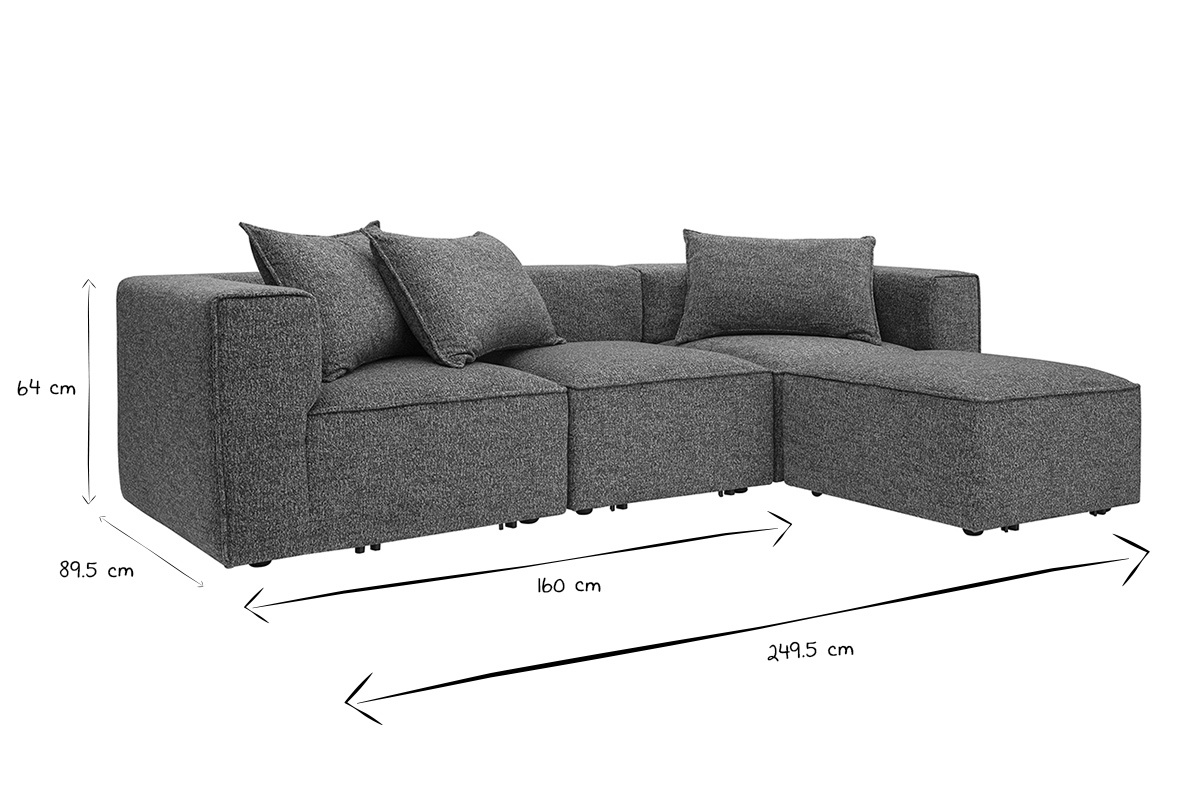 Modulare Ecksofa 4 Sitzpltze aus dunkelgrauem meliertem Stoff KERRY