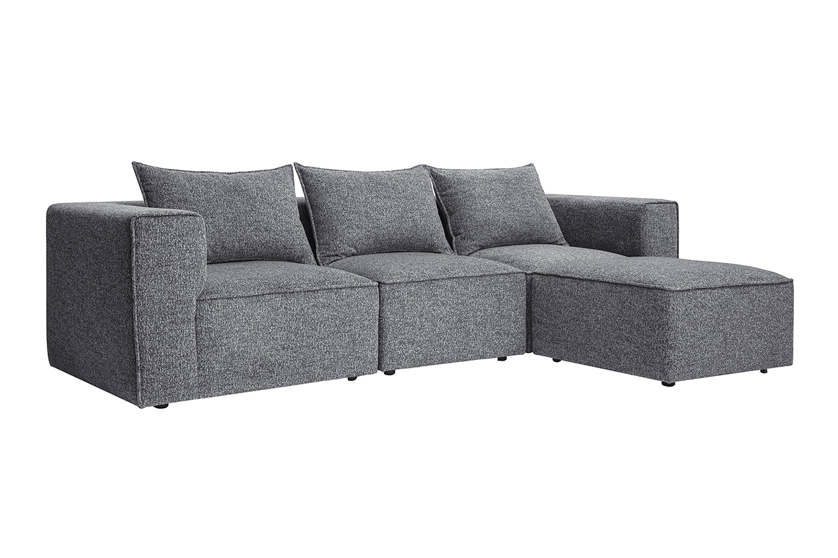 Modulare Ecksofa 4 Sitzpltze aus dunkelgrauem meliertem Stoff KERRY
