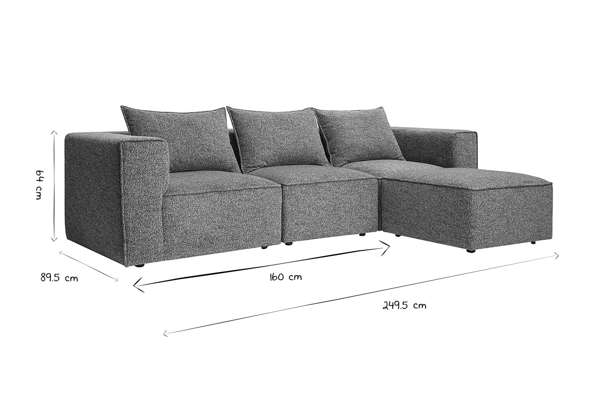 Modulare Ecksofa 4 Sitzpltze aus dunkelgrauem meliertem Stoff KERRY