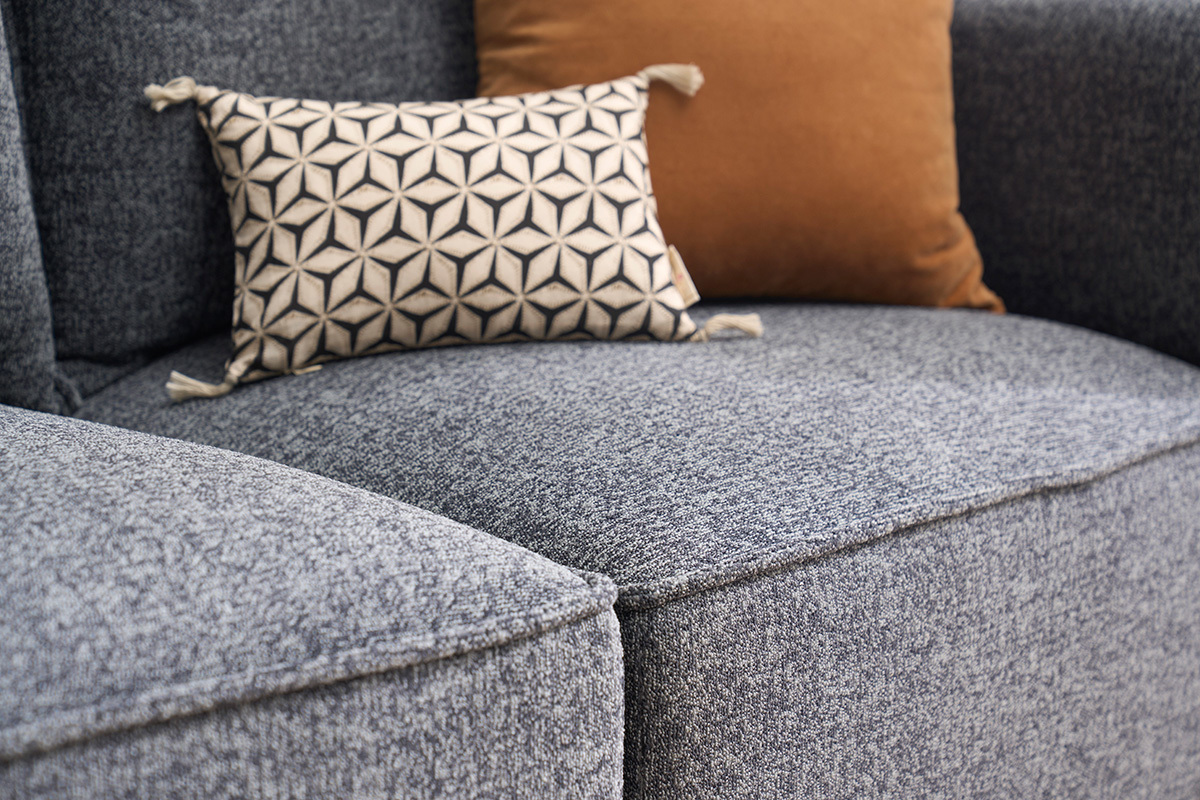 Modulare Ecksofa 4 Sitzpltze aus dunkelgrauem meliertem Stoff KERRY
