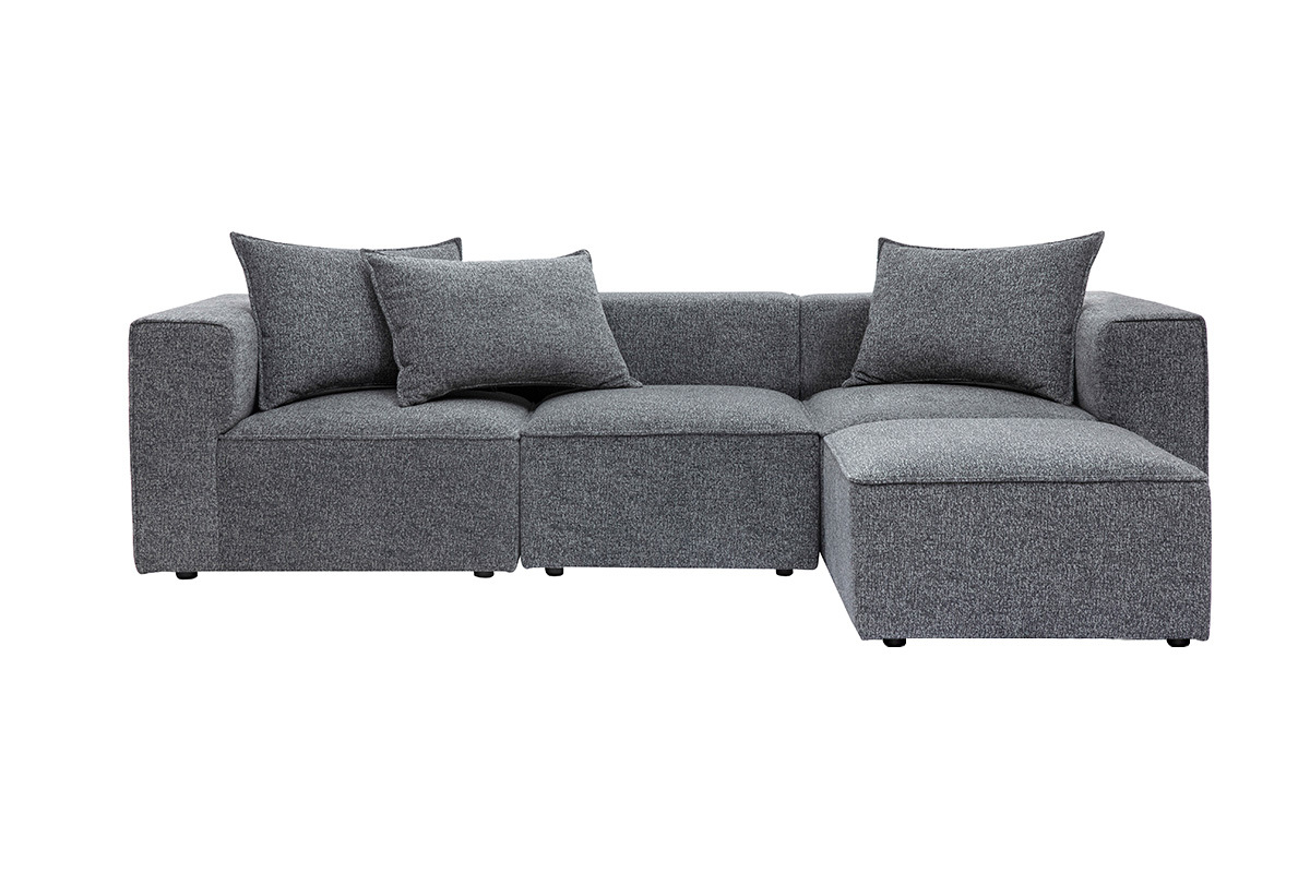 Modulare Ecksofa 4 Sitzpl�tze aus dunkelgrauem meliertem Stoff KERRY