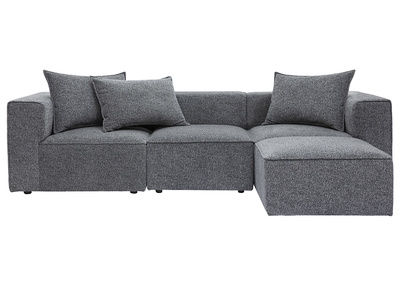 Modulare Ecksofa 4 Sitzplätze aus dunkelgrauem meliertem Stoff KERRY
