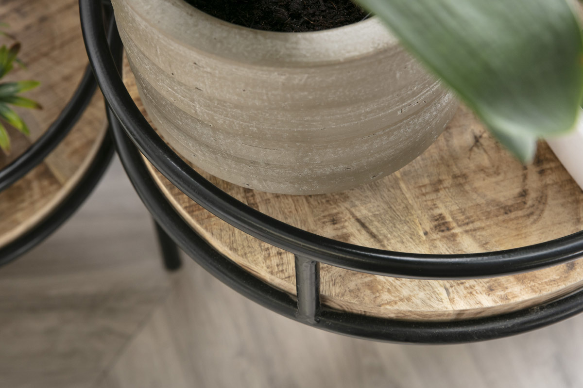 Modularer Pflanzenstnder aus Metall und Mangoholz THREE