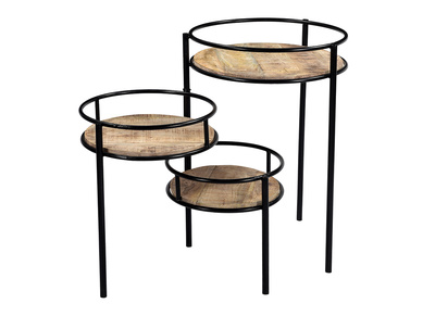 Modularer Pflanzenständer aus Metall und Mangoholz THREE - Modularer Pflanzenständer aus Metall und Mangoholz THREE