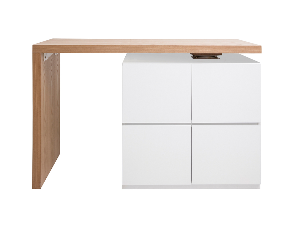 Modularer Stehtisch Mit Stauraum In Mattweiss Und Eiche H91 Cm Max Miliboo