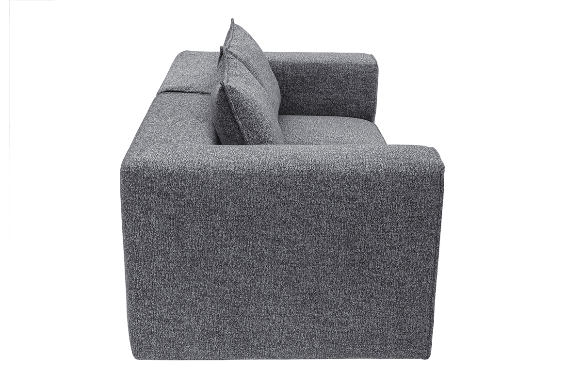 Modulares 2-Sitzer-Sofa aus dunkelgrauem meliertem Stoff KERRY