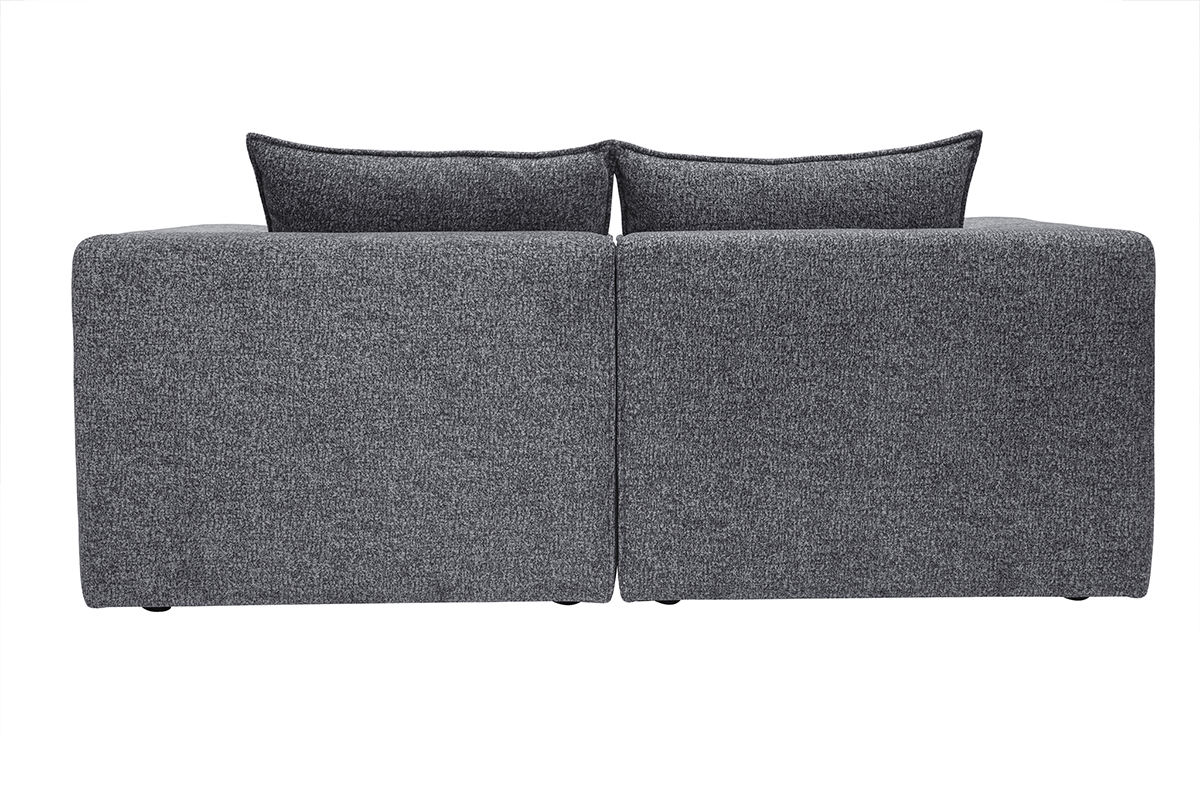 Modulares 2-Sitzer-Sofa aus dunkelgrauem meliertem Stoff KERRY
