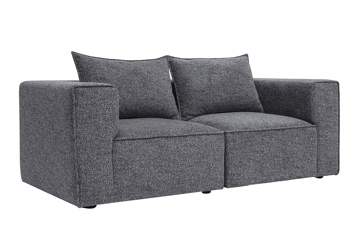 Modulares 2-Sitzer-Sofa aus dunkelgrauem meliertem Stoff KERRY