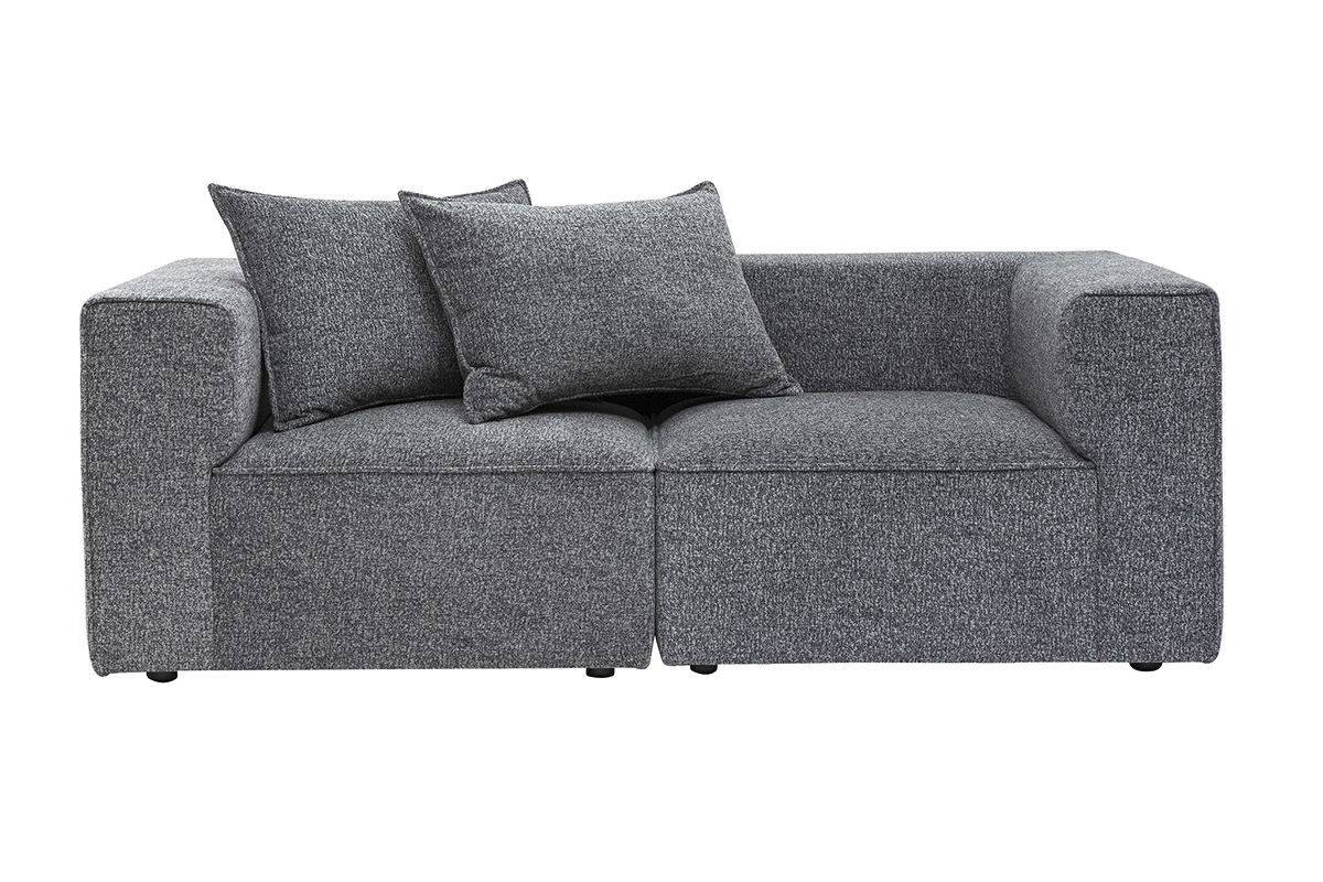 Modulares 2-Sitzer-Sofa aus dunkelgrauem meliertem Stoff KERRY
