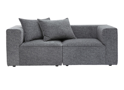 Modulares 2-Sitzer-Sofa aus dunkelgrauem meliertem Stoff KERRY