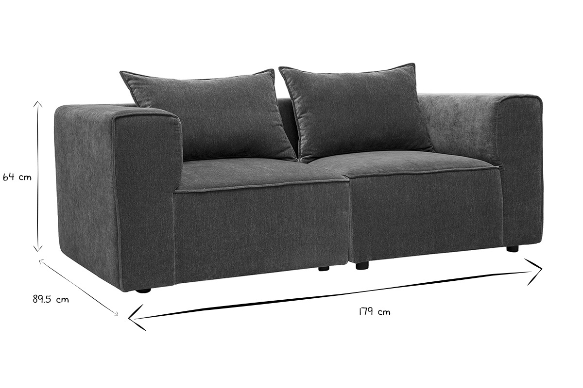 Abmessungen des 2-Sitzer-Modulsofas: 89,5 cm Tiefe, 179 cm Breite, 64 cm H�he.