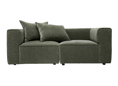 Modulares 2-Sitzer-Sofa aus Stoff in Samtoptik khakigr&uuml;n KERRY