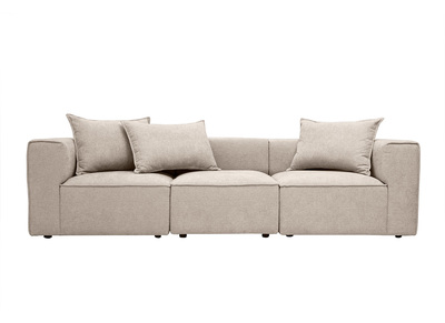 Modulares 4-Sitzer-Sofa aus beigem strukturiertem Samteffekt-Gewebe KERRY