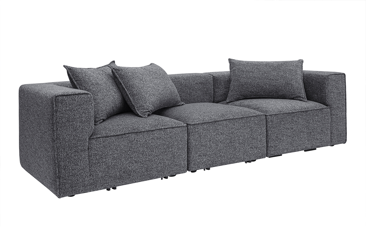 Modulares 4-Sitzer-Sofa aus dunkelgrauem Chenille-Gewebe KERRY