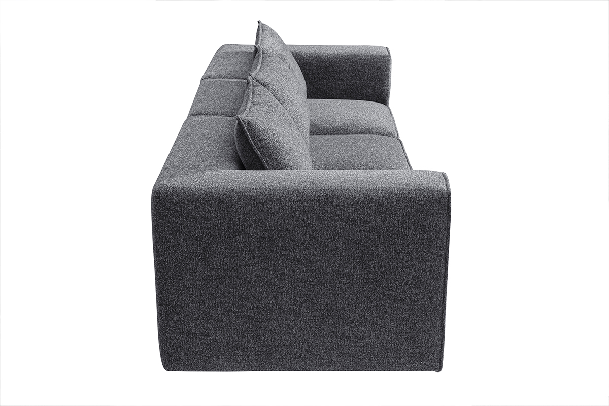 Modulares 4-Sitzer-Sofa aus dunkelgrauem Chenille-Gewebe KERRY
