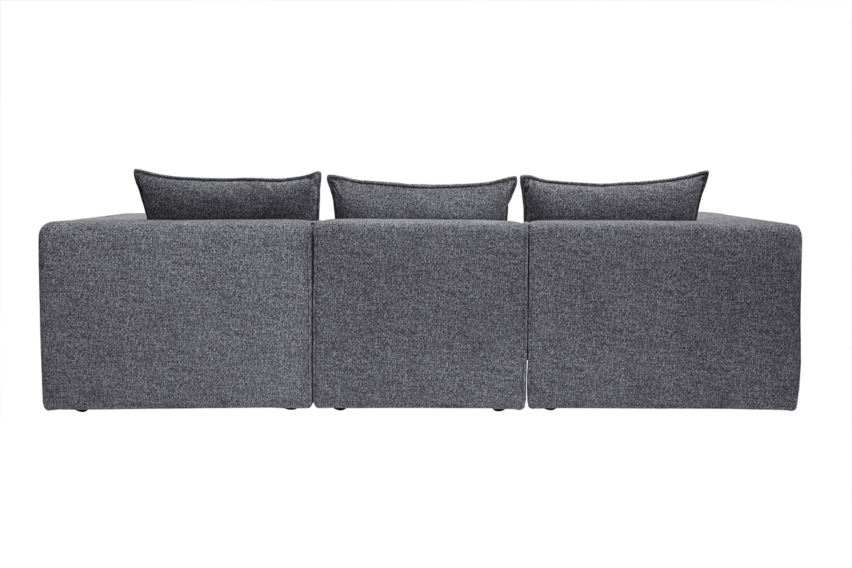 Modulares 4-Sitzer-Sofa aus dunkelgrauem Chenille-Gewebe KERRY