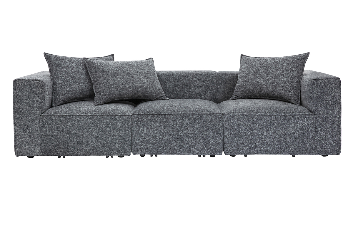 Modulares 4-Sitzer-Sofa aus dunkelgrauem Chenille-Gewebe KERRY