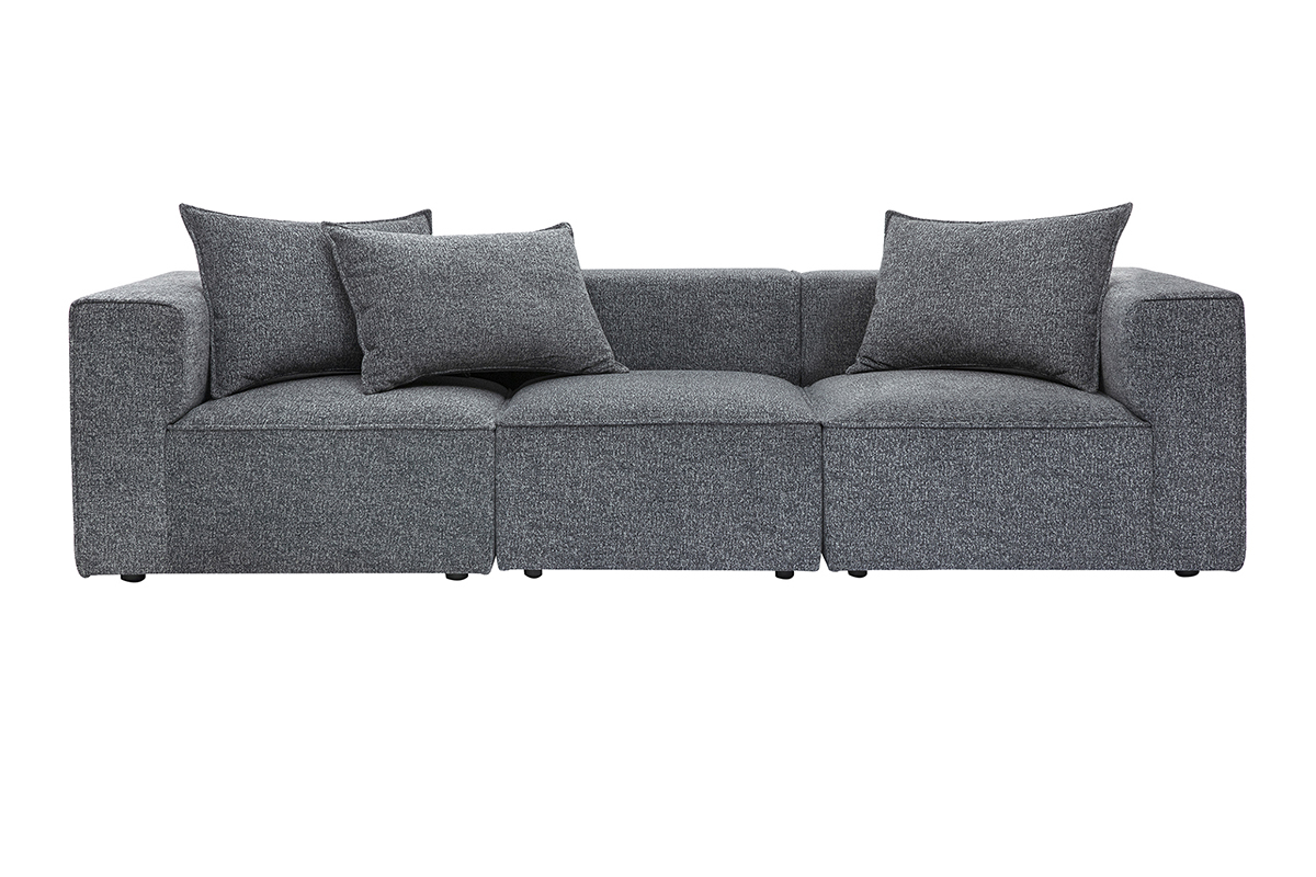Modulares 4-Sitzer-Sofa aus dunkelgrauem Chenille-Gewebe KERRY