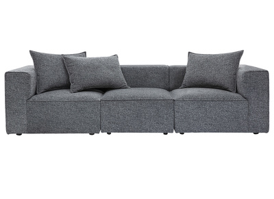 Modulares 4-Sitzer-Sofa aus dunkelgrauem Chenille-Gewebe KERRY