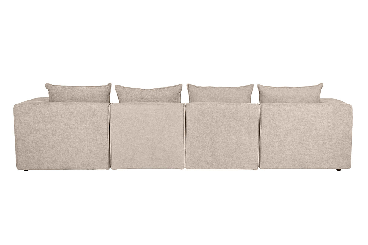 Modulares 5-Sitzer-Sofa aus beigem Stoff in strukturierter Samtoptik, R�ckansicht