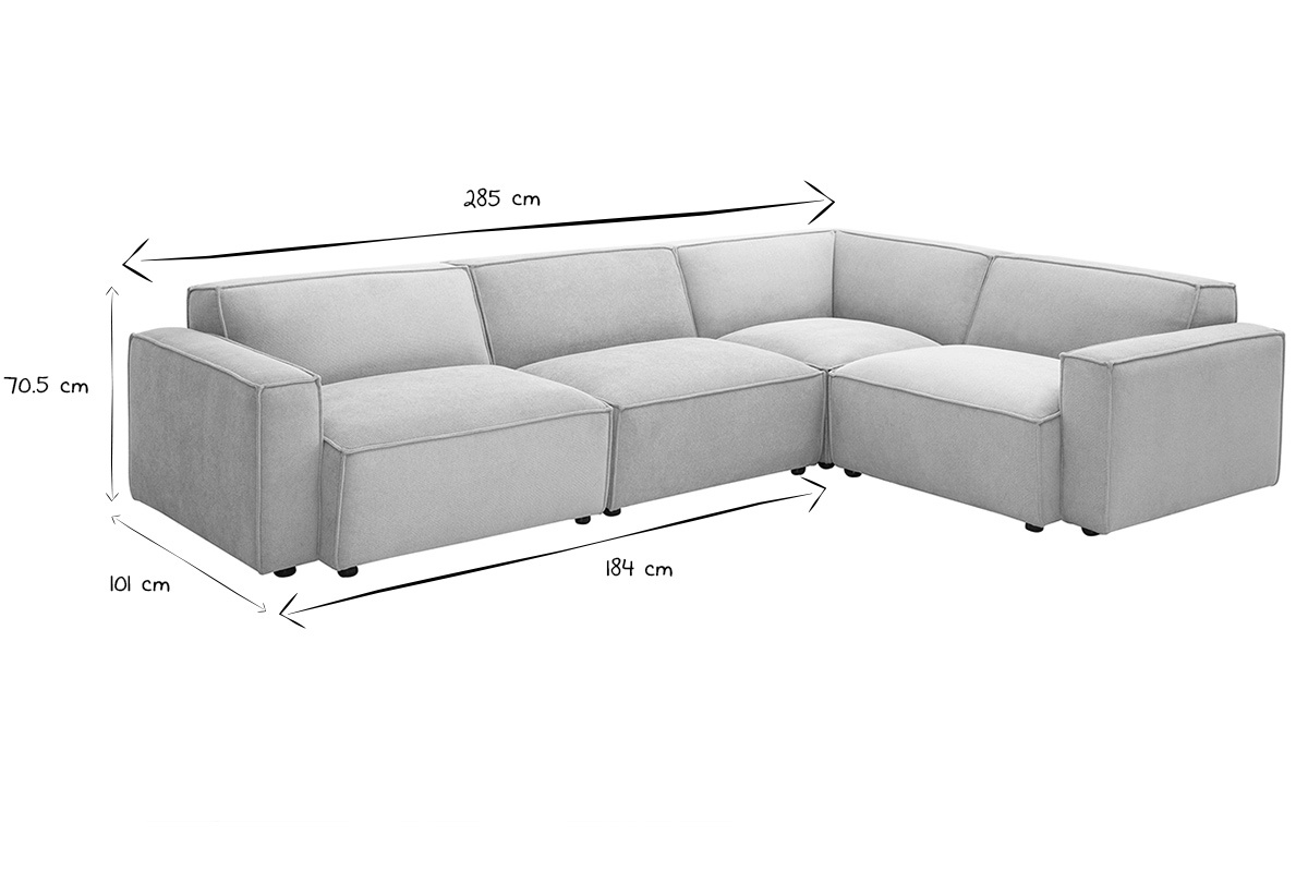 Modulares Ecksofa 5 Pltze in beige Samtoptik strukturiertem Stoff SPLIT