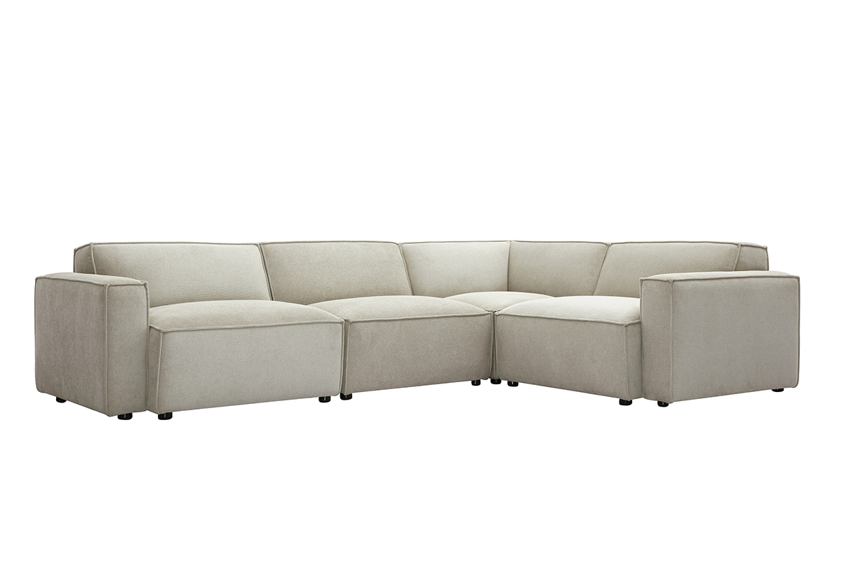 Modulares Ecksofa 5 Pltze in beige Samtoptik strukturiertem Stoff SPLIT