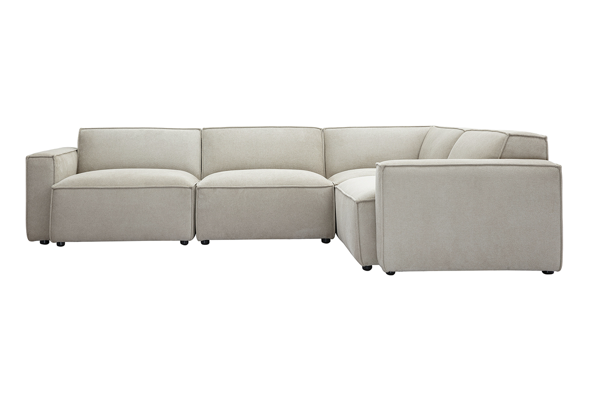Modulares Ecksofa 5 Pltze in beige Samtoptik strukturiertem Stoff SPLIT