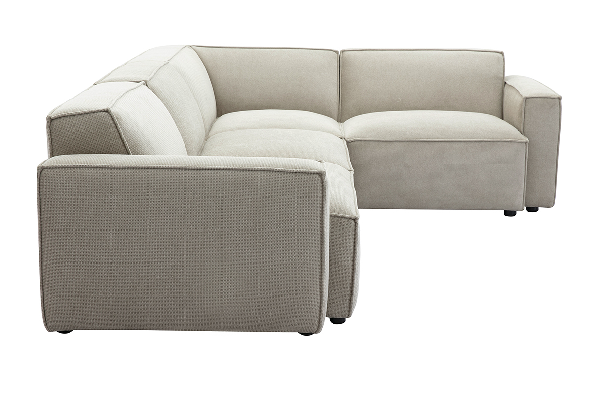 Modulares Ecksofa 5 Pltze in beige Samtoptik strukturiertem Stoff SPLIT