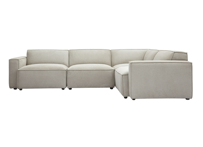 Modulares Ecksofa 5 Plätze in beige Samtoptik strukturiertem Stoff SPLIT