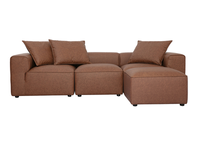 Modulares Ecksofa f&uuml;r 4 Personen aus braunem Leder FERGUS