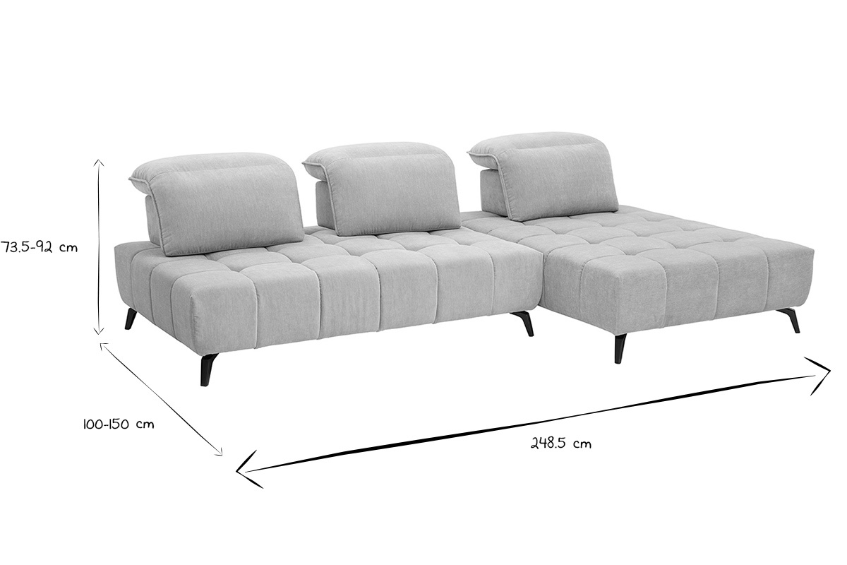 Ma�e des modularen OLMO-Sofas in Schwarz und Wei�: 73,5-92 cm H�he, 100-150 cm Tiefe.