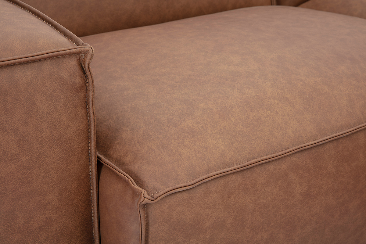 Modulares Ecksofa im Vintage-Stil, 3-Sitzer aus braunem Leder SPLIT