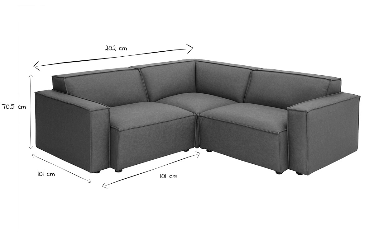 Modulares Ecksofa im Vintage-Stil, 3-Sitzer aus braunem Leder SPLIT