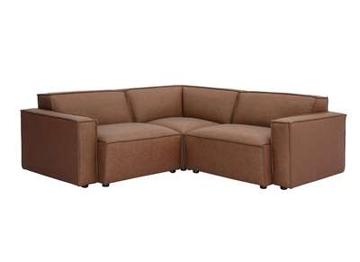 Modulares Ecksofa im Vintage-Stil, 3-Sitzer aus braunem Leder SPLIT