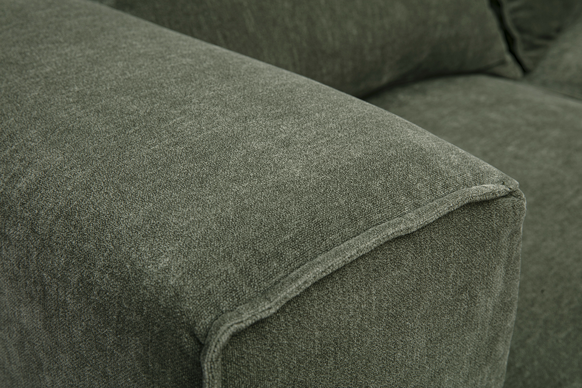 Textur des Stoffes mit khakigr�nem Samteffekt des modularen Ecksofas KERRY