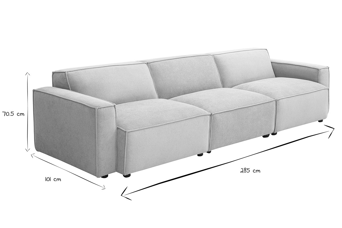 Modulares Sofa fr 4 Personen in beigem Samt-Textur Stoff SPLIT