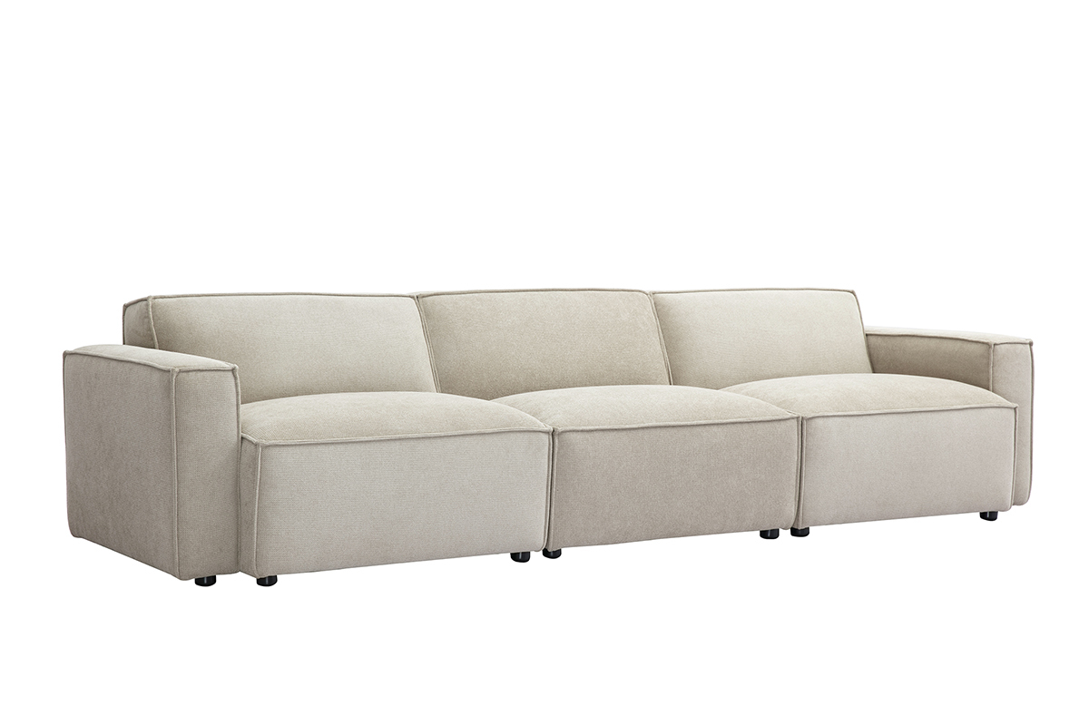 Modulares Sofa fr 4 Personen in beigem Samt-Textur Stoff SPLIT