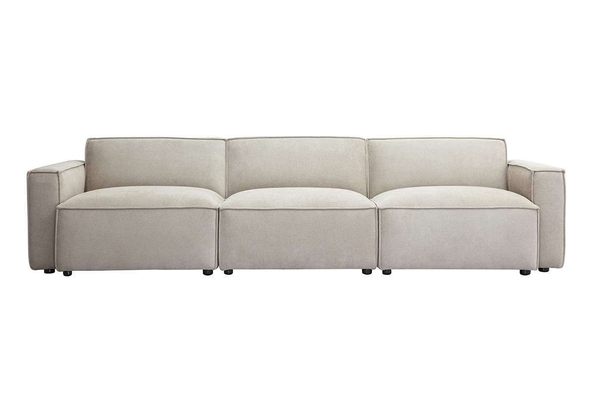 Modulares Sofa fr 4 Personen in beigem Samt-Textur Stoff SPLIT