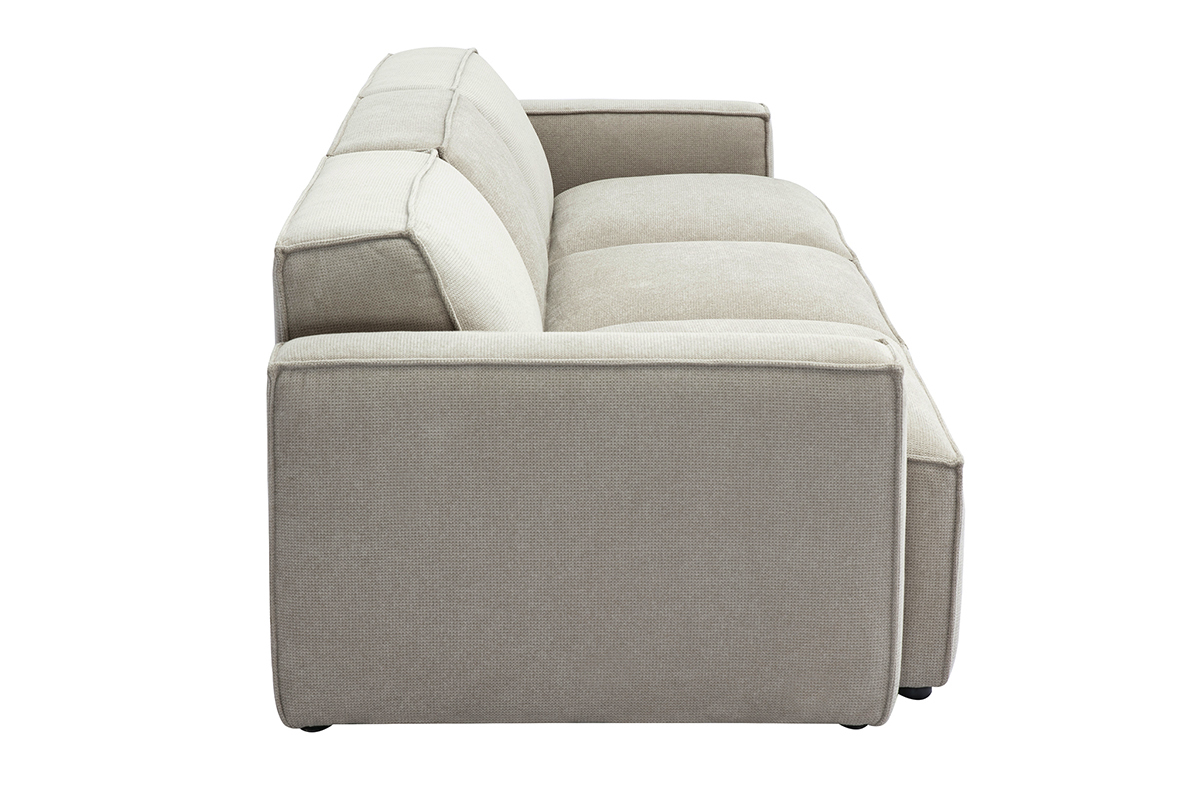 Modulares Sofa fr 4 Personen in beigem Samt-Textur Stoff SPLIT