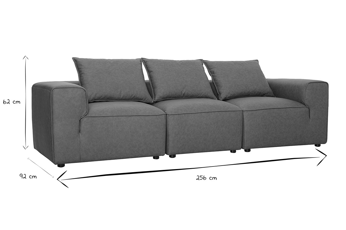 Modulares Sofa mit 4 Pl�tzen aus braunem Leder FERGUS