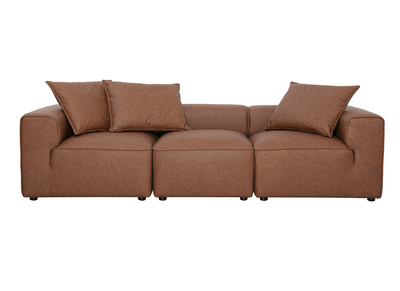Modulares Sofa mit 4 Pl&auml;tzen aus braunem Leder FERGUS