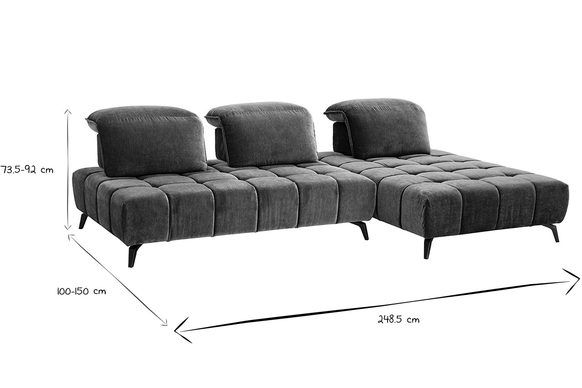 Modulares Sofa OLMO in Schwarz und Wei� mit angegebenen Ma�en.