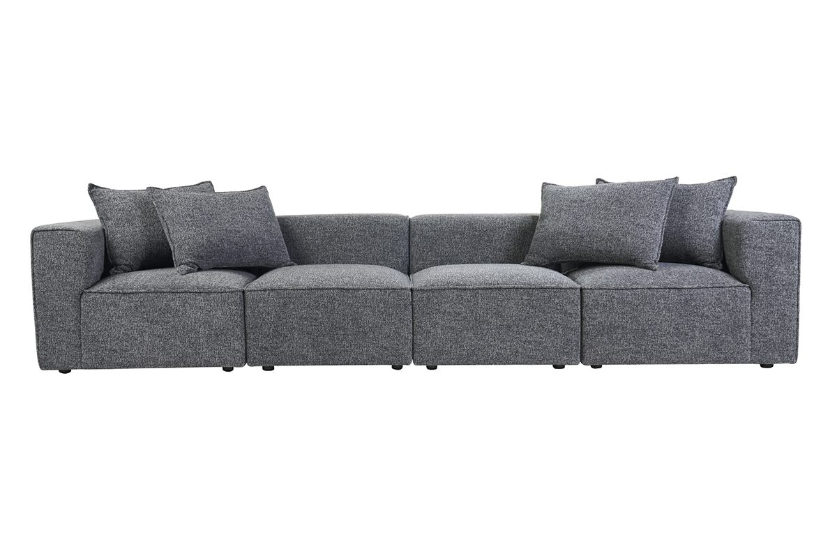 Modulares Sofa mit 5 Sitzen aus meliertem Stoff in dunkelgrau KERRY