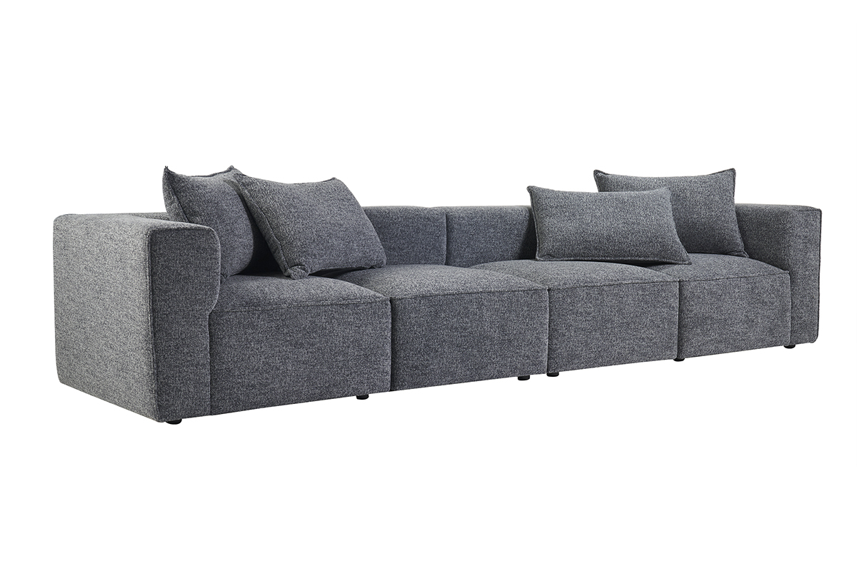 Modulares Sofa mit 5 Sitzen aus meliertem Stoff in dunkelgrau KERRY