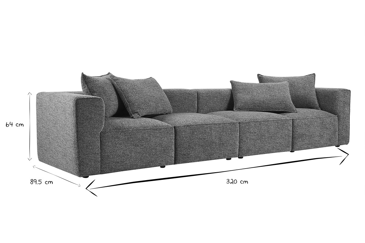 Modulares Sofa mit 5 Sitzen aus meliertem Stoff in dunkelgrau KERRY